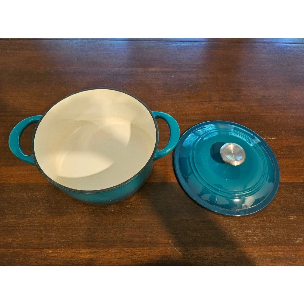 Tramontina Dutch Oven Unisex 4 qt Teal Enameled Cast Iron Round Pot Lid
